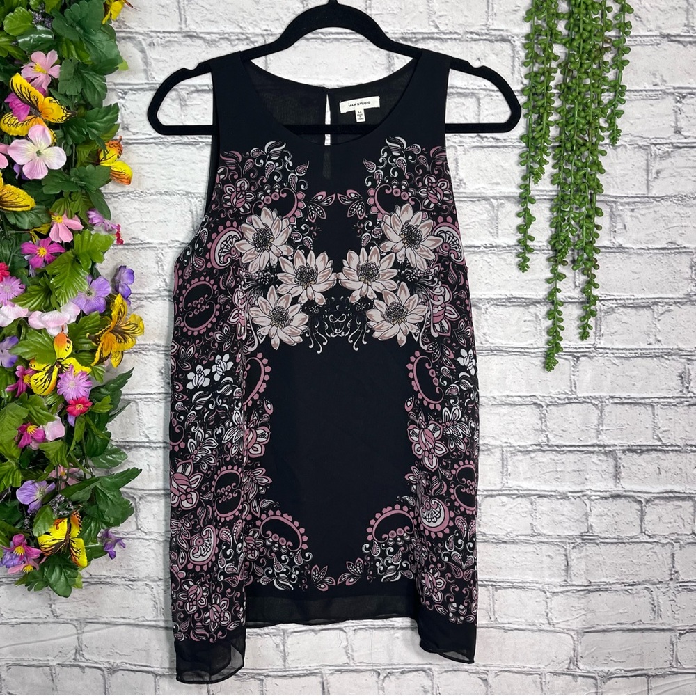 *🌼3/$30🌼Max Studio Sleeveless Printed High Neckline Top Size Medium